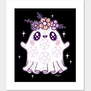 Kawaii Flower Crown Ghost Cutie Posters and Art